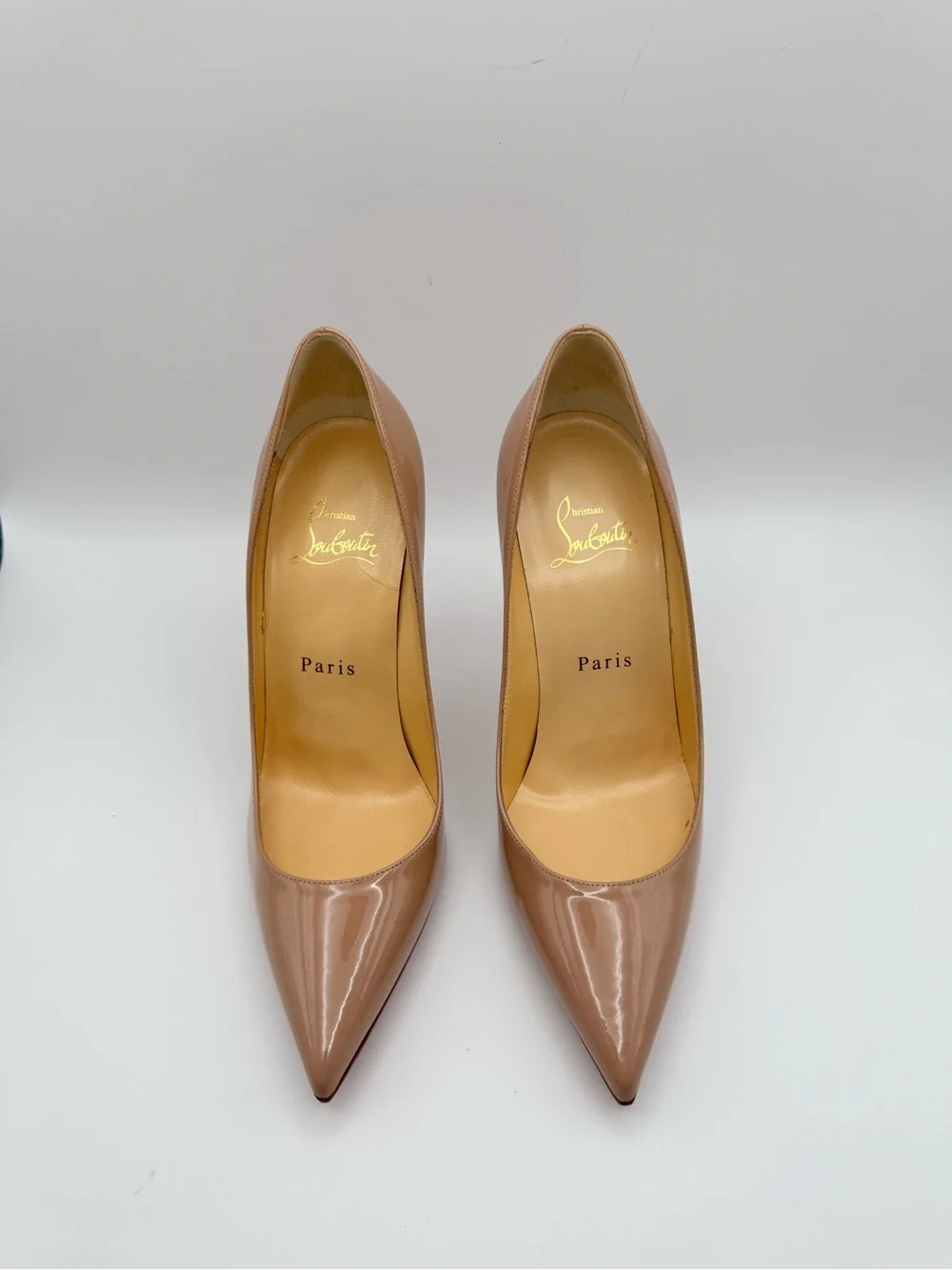 Christian Louboutin So Kate 100 Nude Patent Leather Pumps EU 36